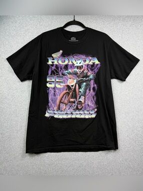 JT Racing USA Honda 95 Victory Podium Motocross Black Graphic T-shirt Mens Large